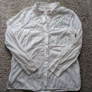 Sundance Women's Long Sleeve White Button Down Cotton Embroidered Top Size L